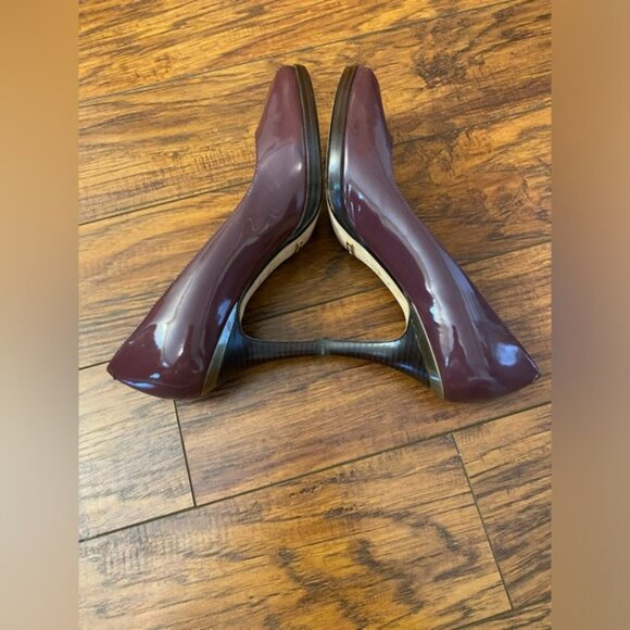 Cole Haan NikeAir Patent Purple Leather Peep Toe Stiletto Size 10 B Halloween - Picture 5 of 9